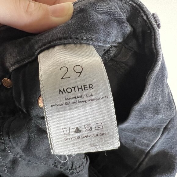 MOTHER Jeans 29 Black High Waisted Looker Ankle Skinny Stretch Blackbird Wash - Picture 11 of 12